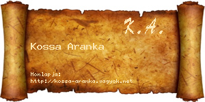 Kossa Aranka névjegykártya